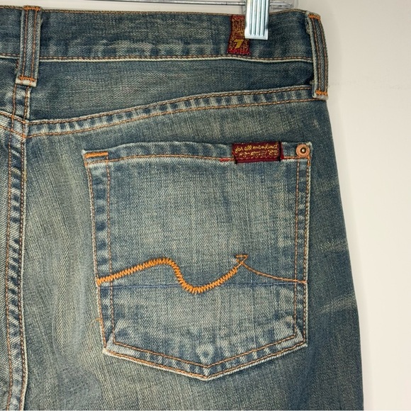 7 For All Mankind Dirty Wash Blue Boot Cut Jeans Mid Rise Vintage Y2K Sz 28 EUC - Picture 12 of 14